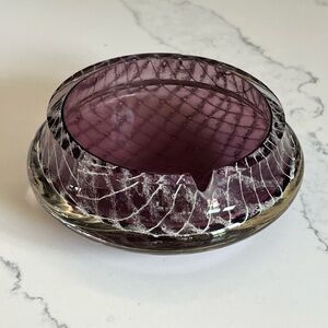 Mid century Modern Murano glass ashtray dish eggplant round MCM
